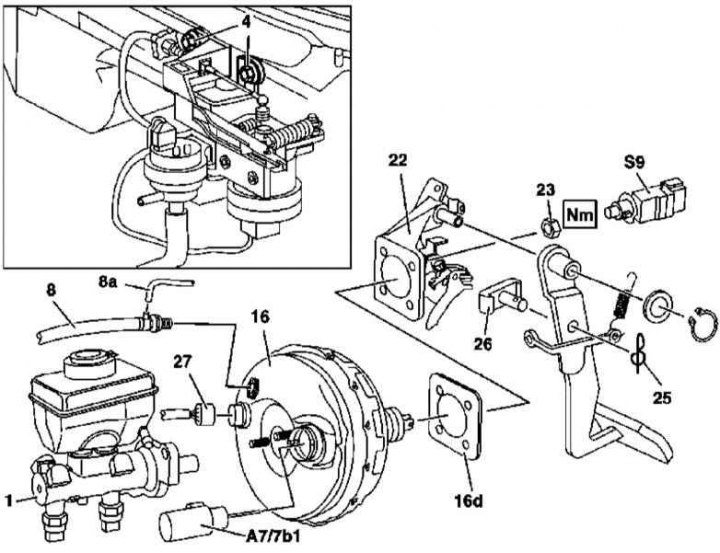 Brake Booster Installation Details (on the example of models with AT, version 2)