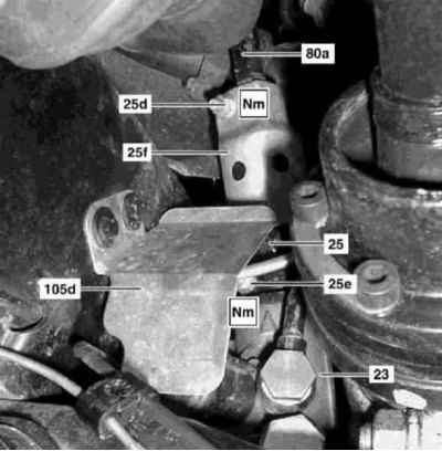 Installation details of the input unit (25) of the steering gear (23)
