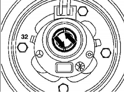 6. Holding the steering wheel (32), unscrew the bolt (32c) - the bolt must be replaced without fail.