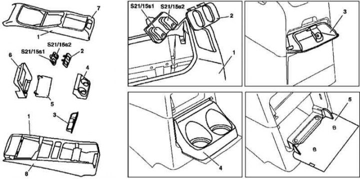 Как снять консоль между сиденьями Removal, disassembly and installation of the center console (Mercedes-Benz W163 