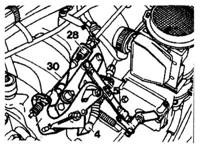 18. Disconnect the drive cable (30) from the control lever (9). To do this, squeeze the plastic…