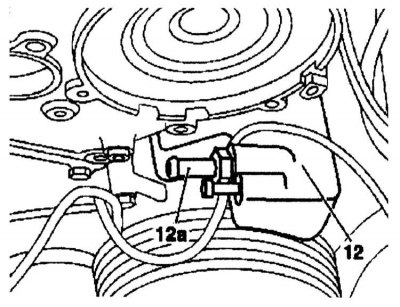 10. Unscrew the bracket (11) and remove it. 11. Unscrew the adapter (12a) of the power steering…