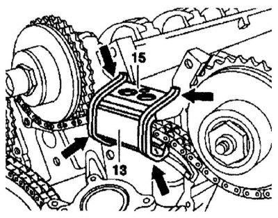 14. Wipe the sealing surfaces of the front cover and cylinder head. 15. Check the timing chain…
