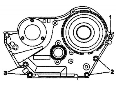 Left upper cover mounting bolts (the right top cover is installed in a mirror image)
