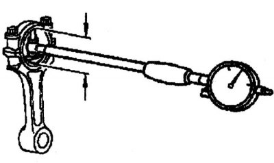 9. Measure the diameter of the lower connecting rod head with bearings.