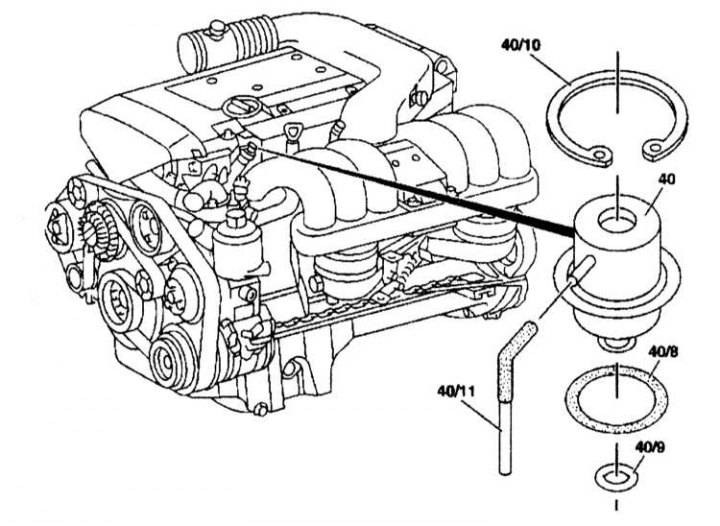 Как снять двигатель мерседес 210 Removal and installation of a diaphragm fuel pressure regulator (Mercedes-Benz W
