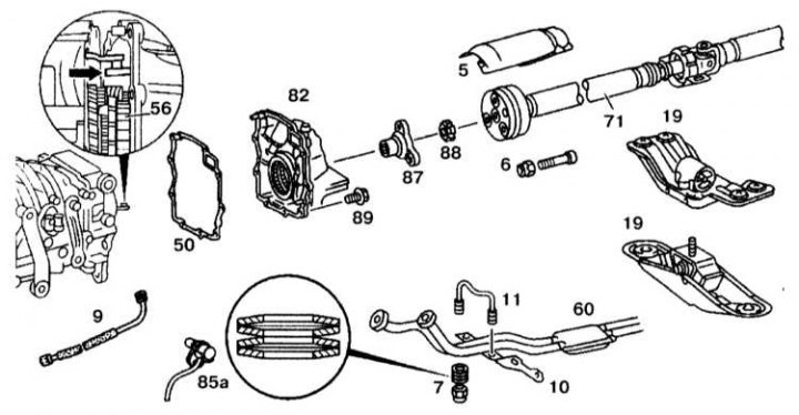 Детали установки задней крышки коробки передач