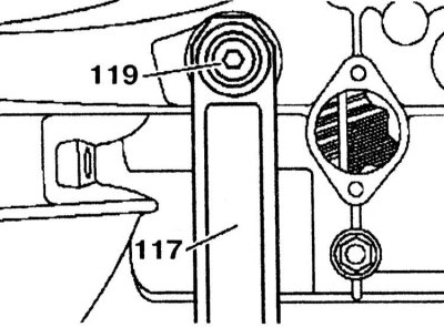 7. Tolja be a 3/4-es sebességváltó kart (117), amíg be nem pattan a váltókar bordáiba. Helyezze be…