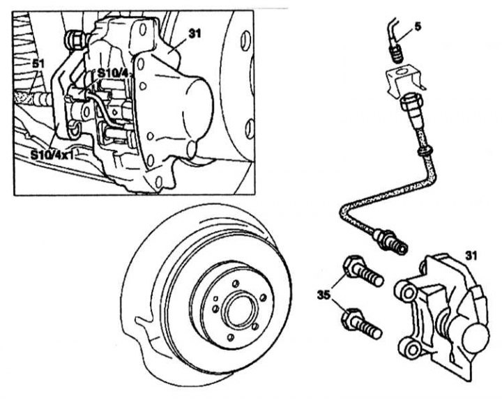Rear Wheel Brake Caliper Installation Details