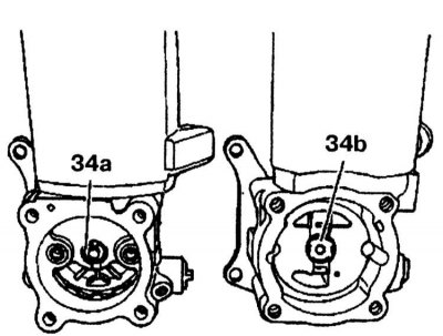 10. Remove the retaining ring (34a) or (34b).