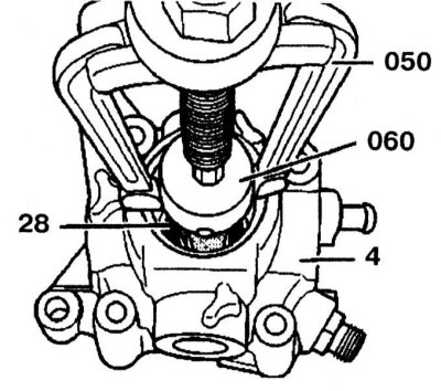 19. Remove the radial oil seal and gasket (28) using a puller, check the bronze bushing in the…