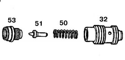 23. Remove the sealing cone (51) and spring (50), check the contact surfaces of the liquid flow…
