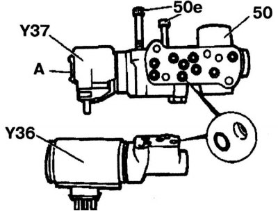 4. Remove the clips (A) from the front suspension ride height adjustment valve (Y37) and remove it,…