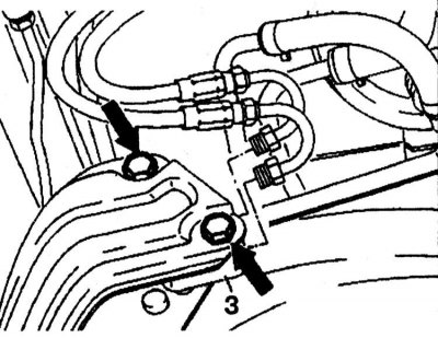 3. Unscrew the two bolts (arrow) and remove the regulator (3) from the bracket.