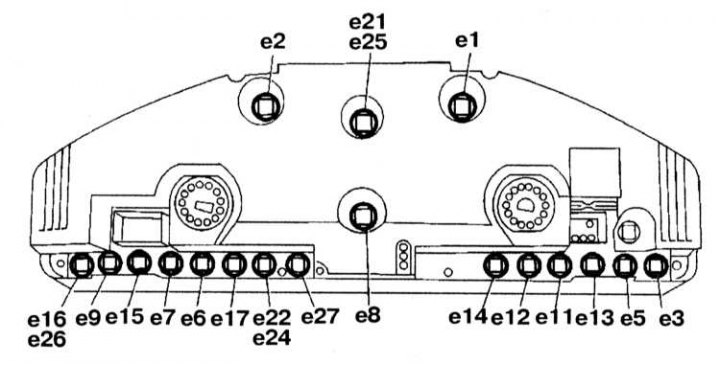 Layout of control lamps and signal indicators on models up to 08.95.