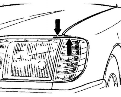 3. Állítsa be a puffert úgy, hogy a zárt motorháztető felső éle egy vonalban legyen az irányjelző…