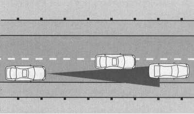 When cornering, entering or exiting a turn, it may be difficult to identify vehicles moving ahead.
