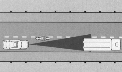 Off-center movement relative to the vehicle in front may make it difficult to identify.