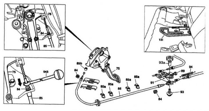 Как снять стояночный тормоз на мерседес Removal and installation of a forward cable of a drive of a parking brake (Merce