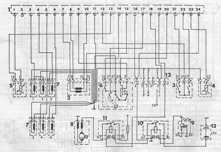 Rajz. 145. Az M110 (280 SE) motor elektronikus üzemanyag-befecskendező vezérlő berendezésének…