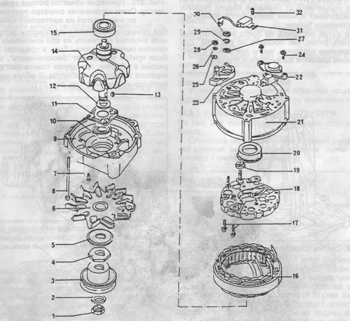 Rajz. 267. Váltakozó áramú generátor beszerelése a Bosch-tól.